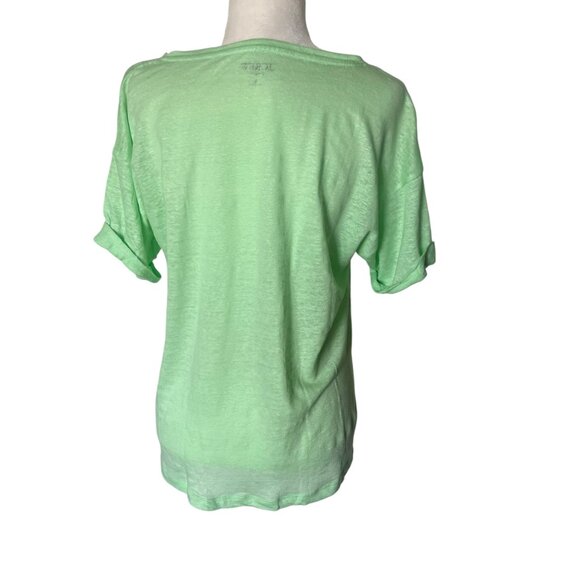 J.Crew 100% Linen Tee Crew Neck Green Color Size Large - Picture 4 of 10